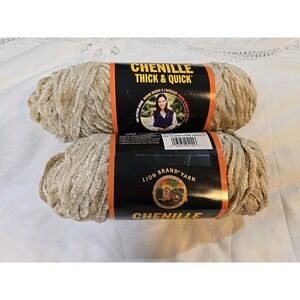 Lion Brand Chenille Thick & Quick Yarn Champagne #950  100 yds 2 Skein lot